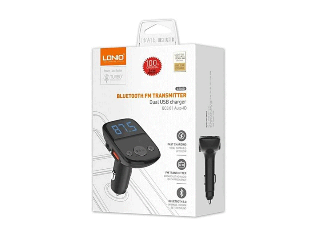 شارژر فندکی و  پخش‌کننده اف‌ام خودرو LDNIO مدل C706Q