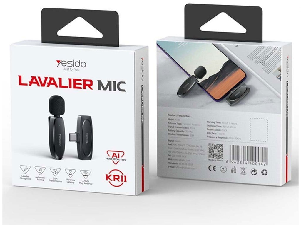 میکروفن یقه‌ای بی‌سیم یسیدو مدل KR11