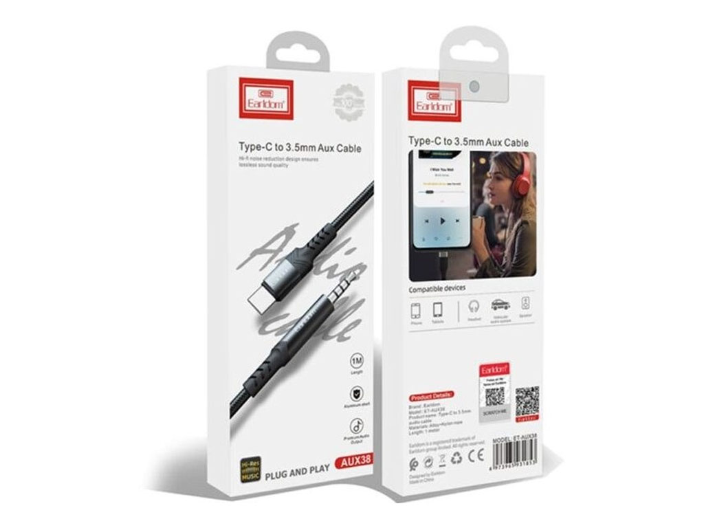 کابل تبدیل Earldom ET-AUX39 Lightning به AUX طول 1 متر