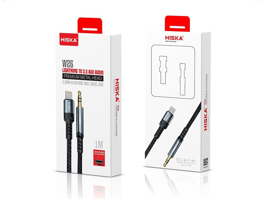 کابل تبدیل لایتنینگ به AUX هیسکا مدل W26 طول ۱ متر