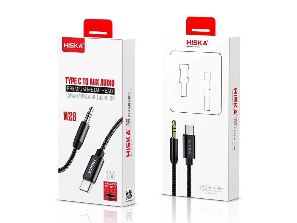 کابل تبدیل USB-C به AUX هیسکا مدل W28 طول 1 متر